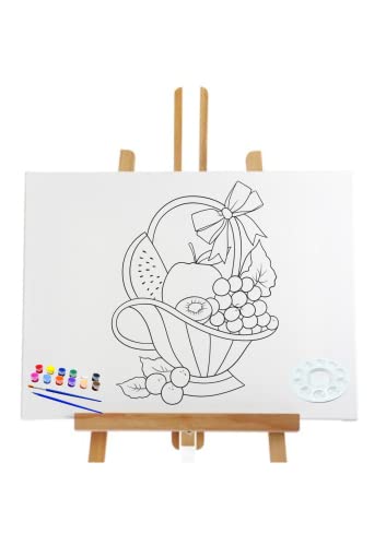 Pre-Drawn Fruit Basket Canvas for Painting, 8x10 DIY Art Kit