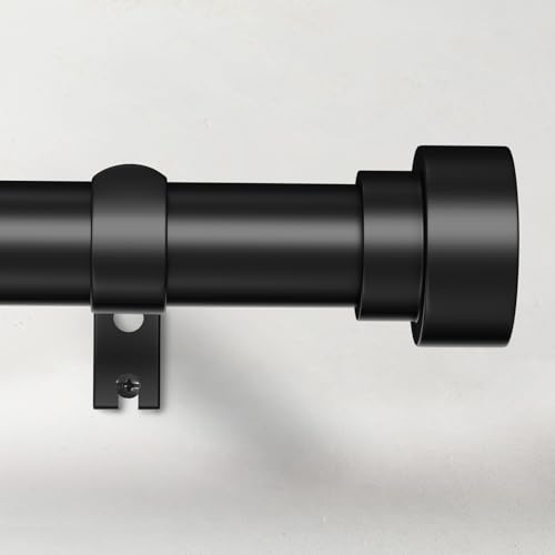Adjustable Heavy Duty Black Curtain Rod 32 to 120 Inch, 1 Inch Diameter