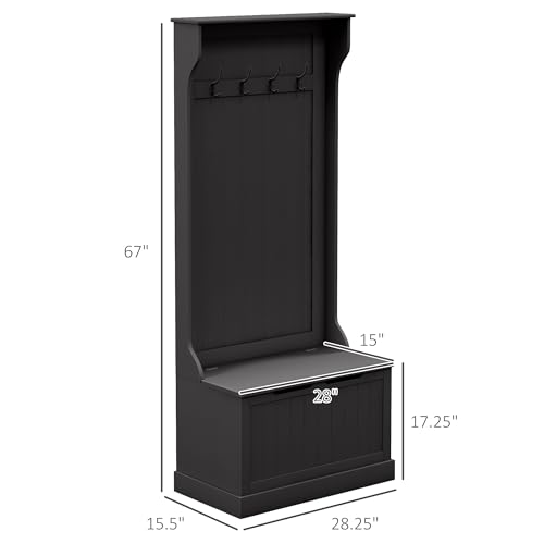 3-in-1 Hall Tree with Storage Bench and Shoe Rack, Entryway Coat Rack