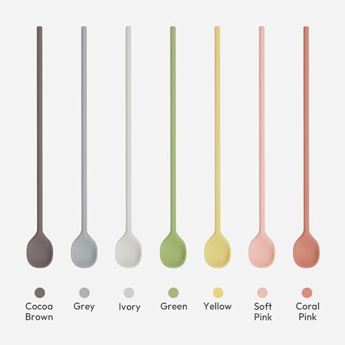 9.9-inch Silicone Coffee Stirrer Spoon - Reusable Cocoa Brown Kitchen Utensil