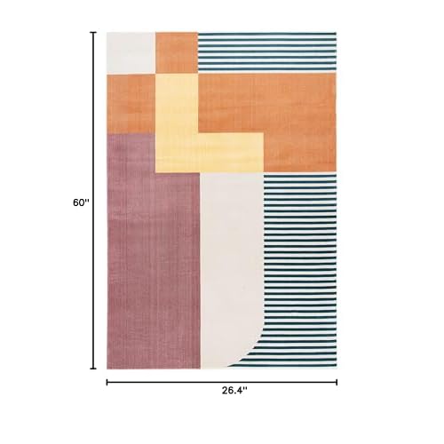SAFAVIEH Orwell Collection Accent Rug - 2'2" x 5', Rust & Yellow, Mid-Century Modern Abstract Design, Non-Shedding & Easy Care, Ideal for High Traffic Areas in Entryway, Living Room, Bedroom (ORW368P)