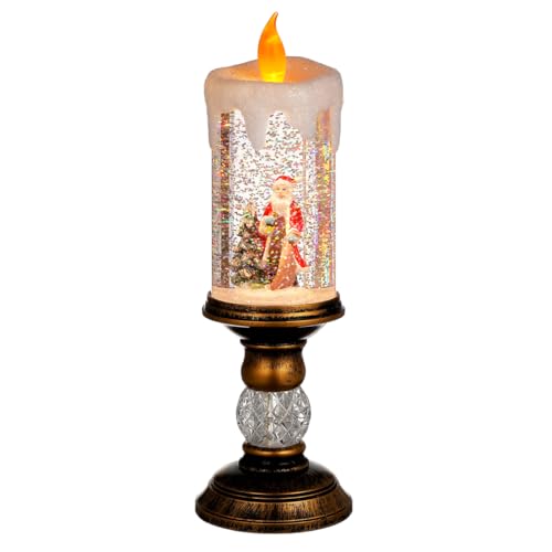 Cabilock USB Snow Globe Candle Lamp Santa Scene, Christmas Tabletop Decor