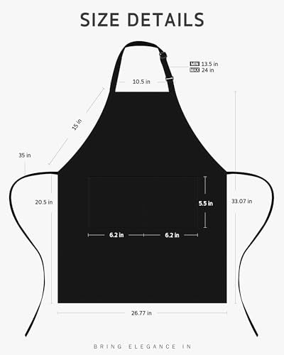 Adjustable Chef Apron with Pockets - Heavy Duty BBQ & Cooking Apron