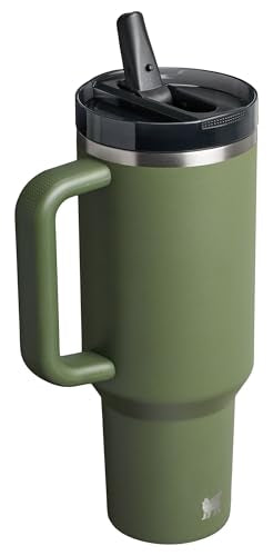 40 oz Insulated Stainless Steel Travel Tumbler with Flip Straw & Handle