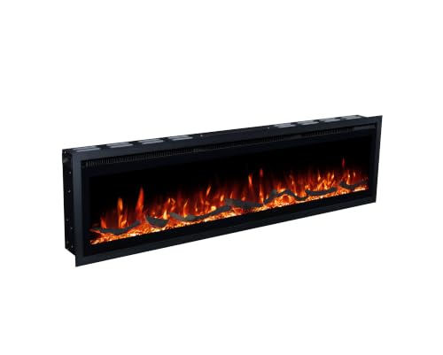72-Inch Linear Electric Fireplace - Recessed Wall Mount with Smart App