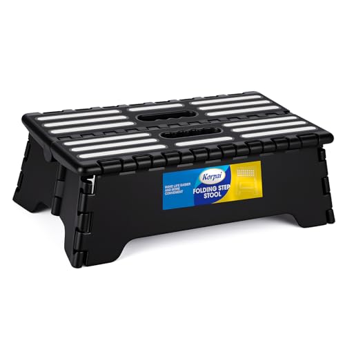 15-Inch Extra Wide Folding Step Stool, Compact Non-Slip Stool for Home