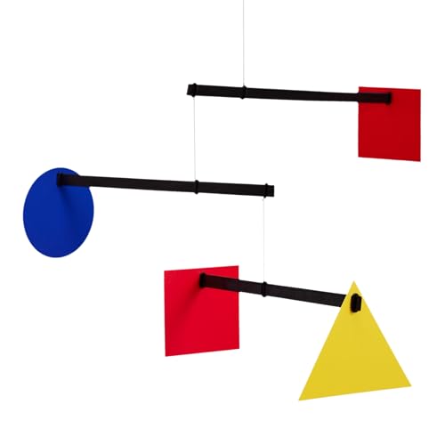 Bauhaus Hanging Mobile - 26-Inch Handmade Beech Wood Kinetic Art Sculpture