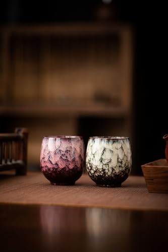 Lxuwbd Ceramic Teacup Set of 4 - Kung Fu Tea & Coffee Cups in 4 Colors