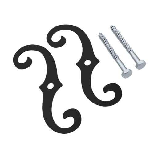 6.3-Inch S-Style Shutter Dogs - Black Iron Exterior Shutter Holders