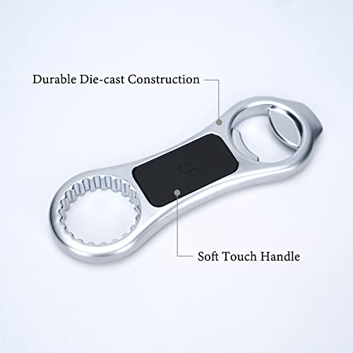 Magnetic Refrigerator Bottle Opener - Heavy Duty Steel, Twist & Pry Off, Pop-Can Opening, Gift for Men