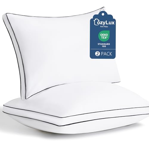 CozyLux Queen Bed Pillows Set of 2 - Soft Gusseted Down Alternative