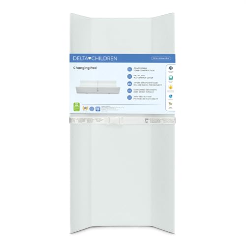 Contoured Changing Pad for Dresser with Waterproof Vinyl Cover and Safety Harness