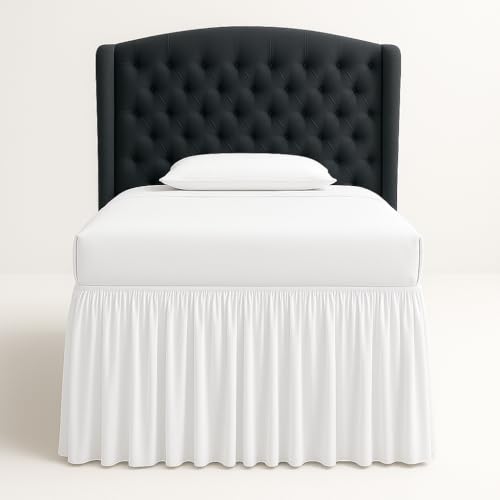 Twin XL Dorm Bed Skirt with 32 Inch Drop - Microfiber Split Corner Dust Ruffle