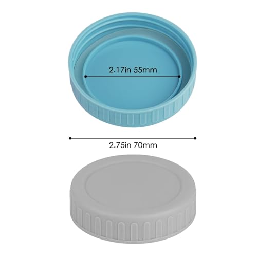 8-Pack Regular Mouth Plastic Mason Jar Lids with Silicone Rings - 70mm