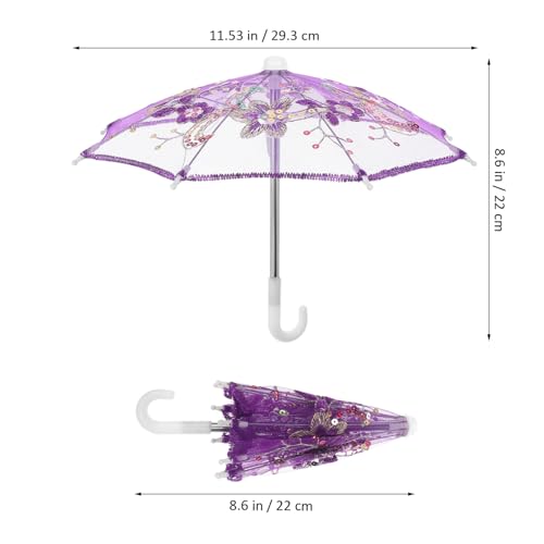 6-Pack Mini Lace Parasols, Decorative Handmade Sequin Umbrellas for Parties