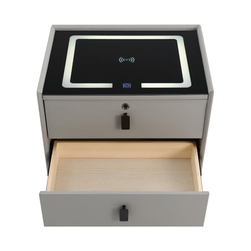 Smart LED Nightstand with Wireless Charging, Bluetooth Speaker & Lock