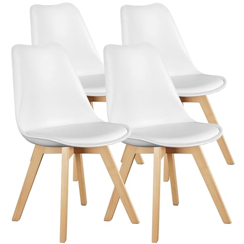 PU Leather Dining Chairs Set of 4 - Mid-Century Modern Side Chairs