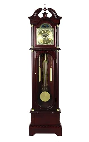 72 Inch Cherry Finish Grandfather Clock with Westminster Chime & Moon Dial