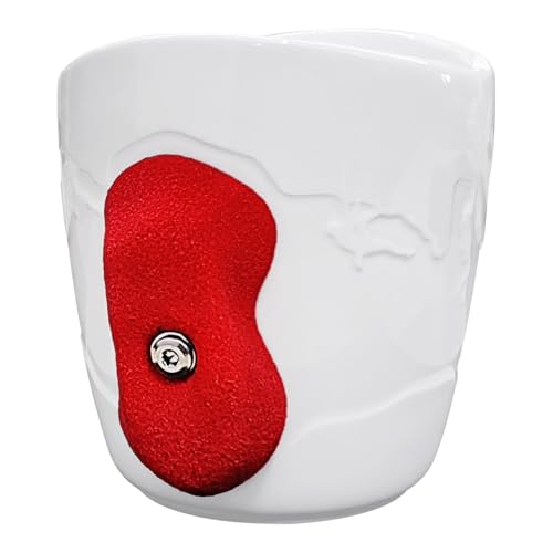 TWO STONES Rock Climbing Coffee Mug with Handle - White + Red, Climber Gift