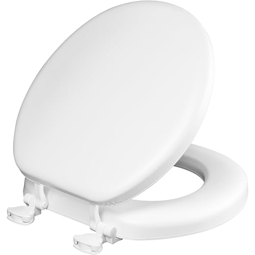 Padded Round Toilet Seat, Cushioned Soft Vinyl with Wood Core, White