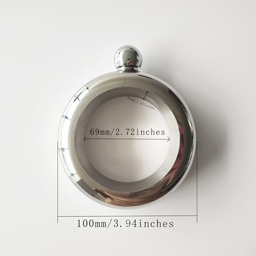 CNFLASK Silver 3.5oz Mirror Polished Stainless Steel Bracelet Flask with Funnel