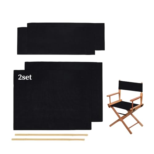 Director Chair Replacement Canvas Set - Black Seat and Backrest Cover