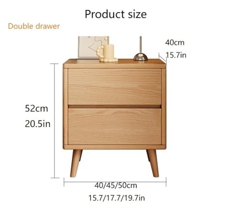 Solid Wood 2-Drawer Bedside Table, Compact Nightstand for Small Spaces