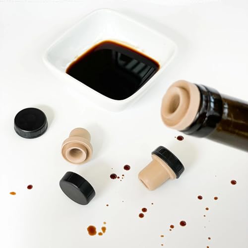 19.5mm Synthetic Bar Top Pourer Corks with Black Cap - Pack of 12 for Oils & Vinegars