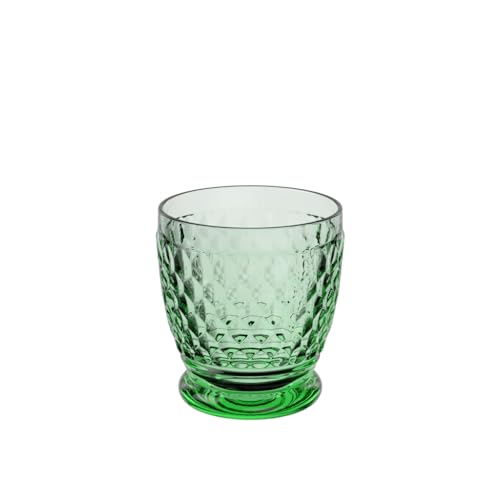 Green Crystal Glass Tumbler with Hobnail Design, 330ml