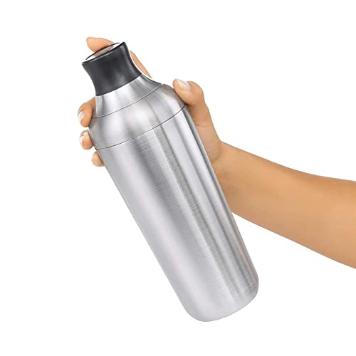 OXO Steel Cocktail Shaker with Strainer - 24 oz, Leak-Proof, Includes Jigger, Barware