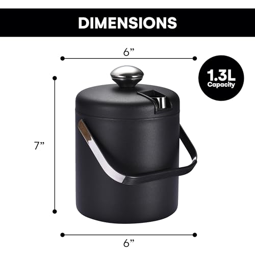 Flybold Small Double Walled Ice Bucket with Lid - Portable Insulated Chiller for Parties & Bars