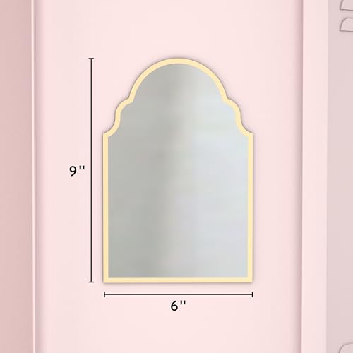 Magnetic Arch Locker Mirror, 9 x 6 Inch Gold Frame Mirror
