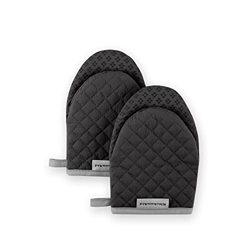 Asteroid Mini Oven Mitts - Heat Resistant Cotton with Silicone Grip, 2 Pack