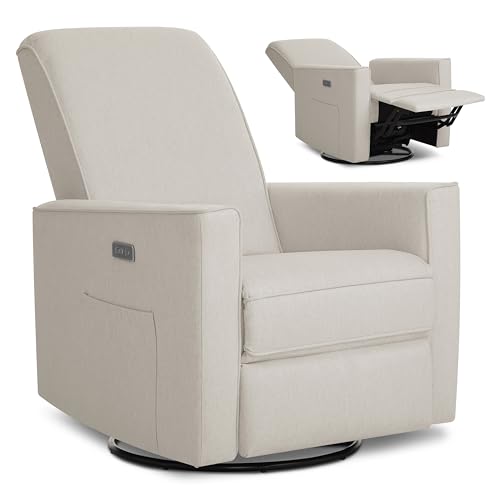 Upholstered Power Glider Recliner with USB Charging and 275° Swivel