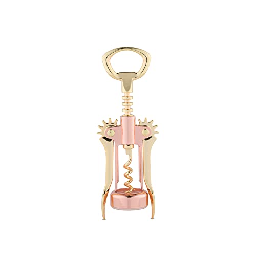 Winged Corkscrew Wine Opener - Copper & Gold Stainless Steel Bottle Openers for Wine, Beer & Soft Drinks, Ergonomic Handle, Set of 1