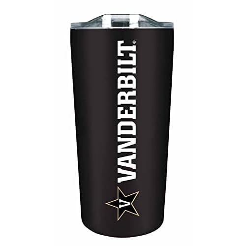 Campus Colors NCAA Stainless Steel Tumbler perfect for Gameday - 18 oz - Double Walled - Keeps Drinks Perfectly Insulated (Vanderbilt Commodores - Black)