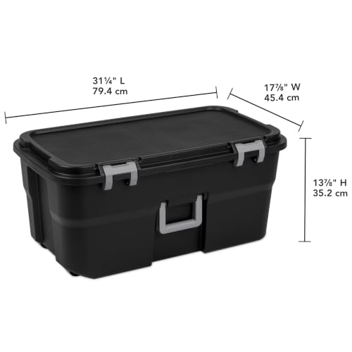 22-Gallon Mobile Storage Trunk with Wheels and Padlockable Latch, Black