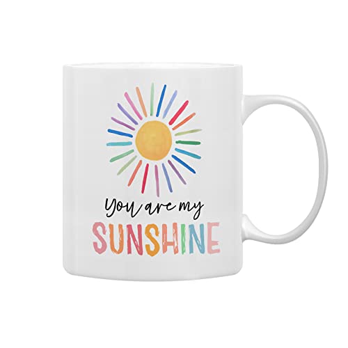QASHWEY Colorful Sunshine Coffee Mug - Inspirational Gift for Women Girls Kids - Double Side Printed Ceramic 11oz - Variant 3