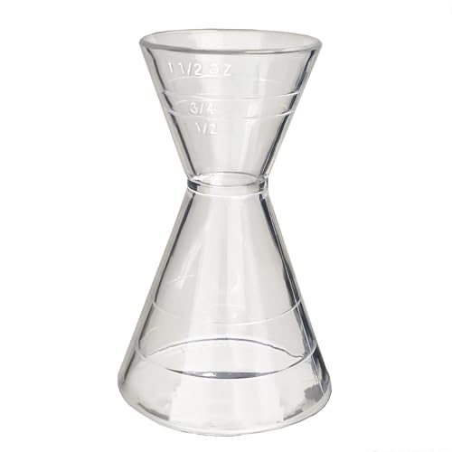 Franmara Clear Plastic Double Jigger Shot Glass - 1/2 oz to 3 oz Variants