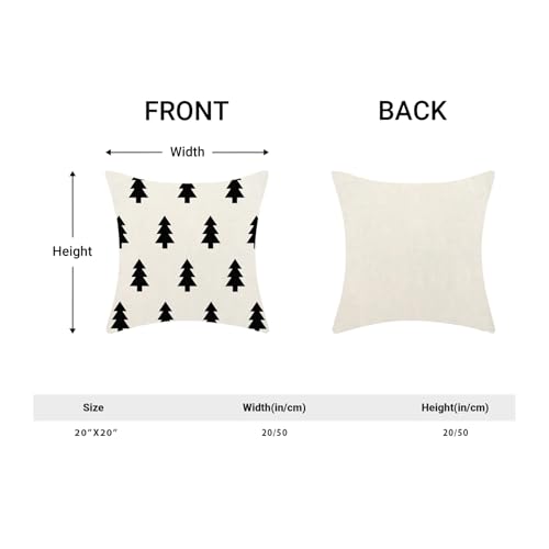 BETGINY 20x20 Inch Christmas Pillow Covers Set of 2 White Black Winter Tree Decor Linen Cushion Cases for Couch Bed Sofa Outdoor