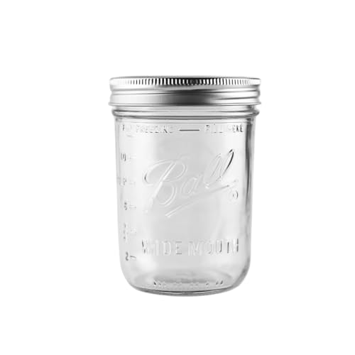 16 oz Wide Mouth Glass Mason Jars with Airtight Lids - 6 Pack