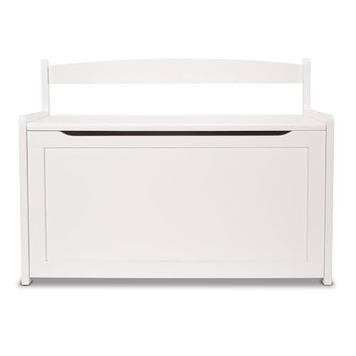 Wooden Toy Storage Chest with Safety-Hinged Lid for Kids Playroom