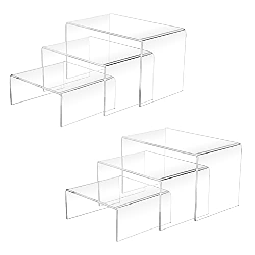 Clear Acrylic Display Risers - 6-Piece Set for Figures, Desserts, and Decor