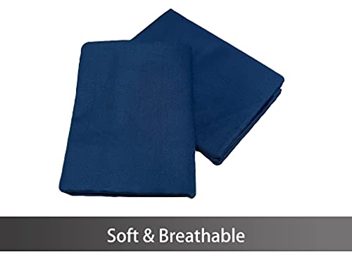 100% Cotton Pillowcase Set, Standard Size 20x26, Navy Blue Zipper Closure