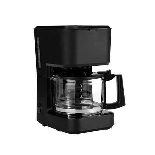 5-Cup Drip Coffee Maker with Glass Carafe & Auto Shut-Off, Matte Black