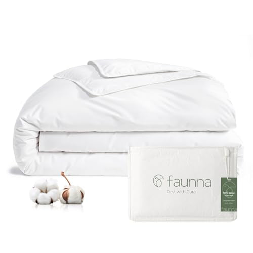 100% Cotton Duvet Cover Protector | Queen Size, Allergy Proof, Hypoallergenic, Breathable, Zipper Closure, White