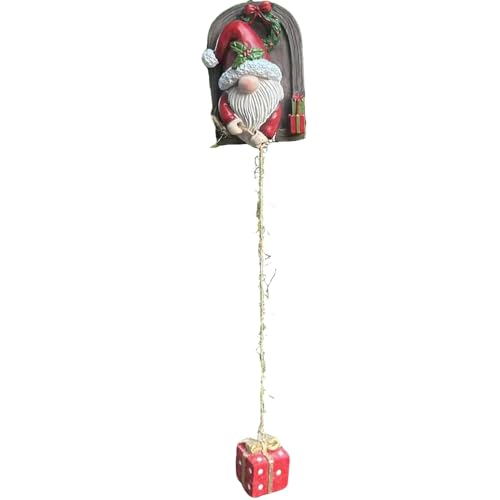 AmoroHui Hand-Painted Red White Christmas Garden Gnome Hanging Ornament - Holiday Door Decor with Gift Box Pendant | Christmas Tree Hanging Gnomes