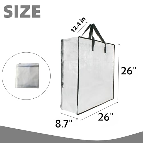 5-Pack Clear Storage Bags with Handles and Zippers for Moving, Wreaths, and Bedding