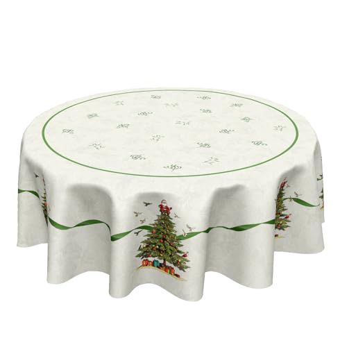 Kawani 60 Inch Round Christmas Tree Green Tablecloth for Holiday Dining