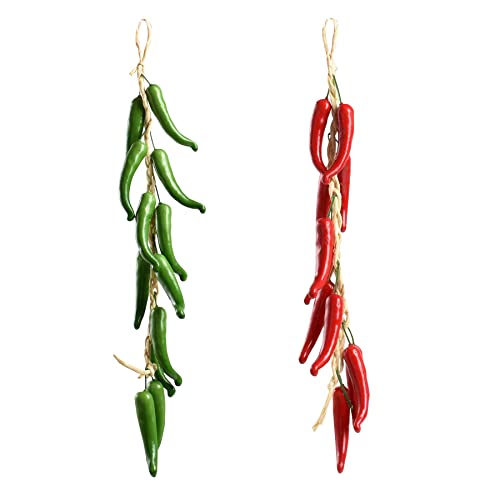 Artificial Hanging Chili Pepper String Set - Lifelike Vegetable Garland 21in